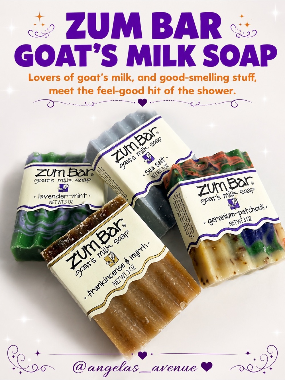 Goat's Milk Soap Set Lavender, Frankincense Myrrh, Sea Salt, Geranium Patchouli